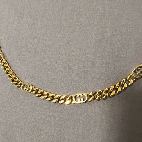 New Gucci Chain Necklace Handbag strap Pet Leash Gold Plated Leather - Picture 4 of 11